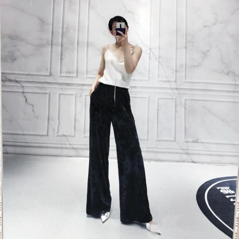 

Fashion Sequins Womens Blazer Wide Leg Trousers Two Piece Set Elegant Lapel Double Breasted Office Ladies Formal Suit Jacket