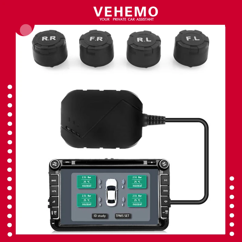 Беспроводная система контроля давления в шинах TPMS с 4 датчиками Android Bluetooth |