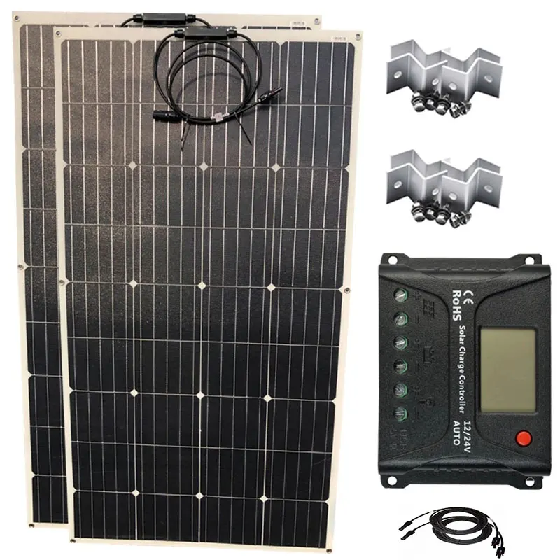 

Solar Kit Complete 300W 450W Flexible Solar Panel 150W 12V SNRE Solar Charge Controller 20A 12V/ 24V Mountiing Car Caravan Camp