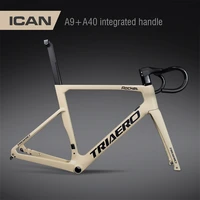 ican new carbon road all internal cable disc brake bicycle frameset with integrated handlebar bb86 di2 max tire 700c28mm