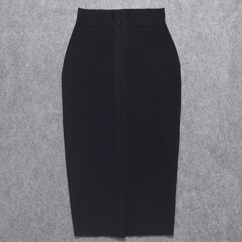 HQBORY/черная эластичная юбка миди с высокой талией Женские вечерние юбки для
