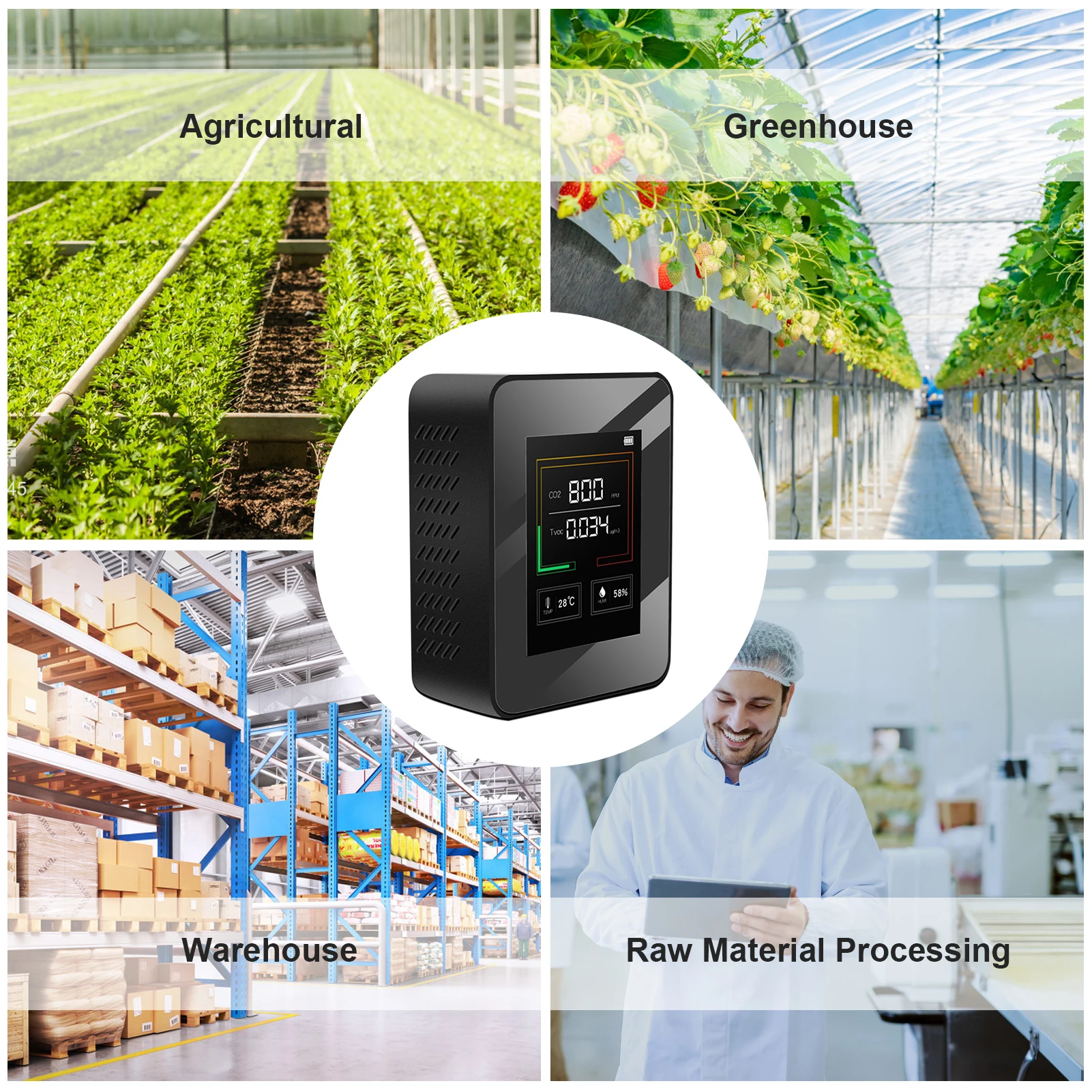 

CO2 Meter CO2 Detector LCD Backlight Indoor Carbon Dioxide CO2 Concentration Detector Intelligent Air Quality Analyzer Tester