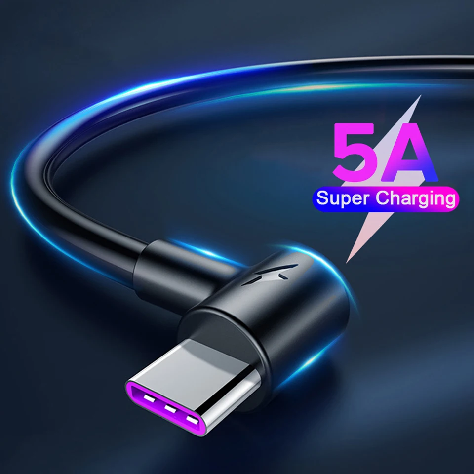 90 градусов Тип C USB кабель 3 м супер быстрая зарядка для Samsung Note 10 S10 S9 S8 Huawei P30 P20