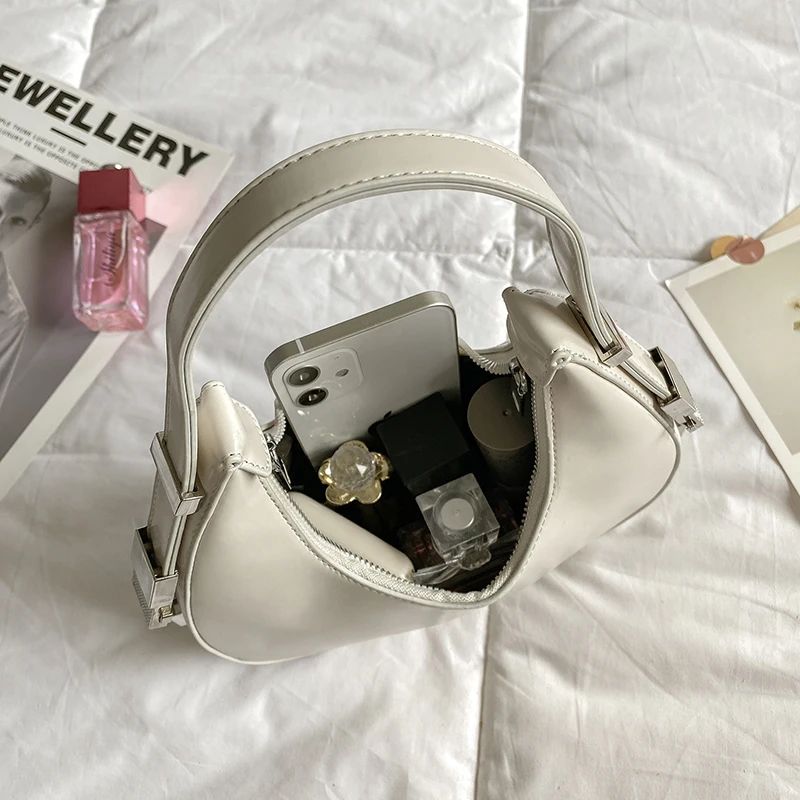 

Small White Hobo Bags for Women Luxury PU Leather Shoulder Bag Ladies Solid Color Wild Handbags Elegant Designer Tote Armpit Bag