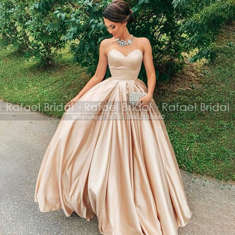 Элегантные платья цвета шампанского для выпускного вечера пышное