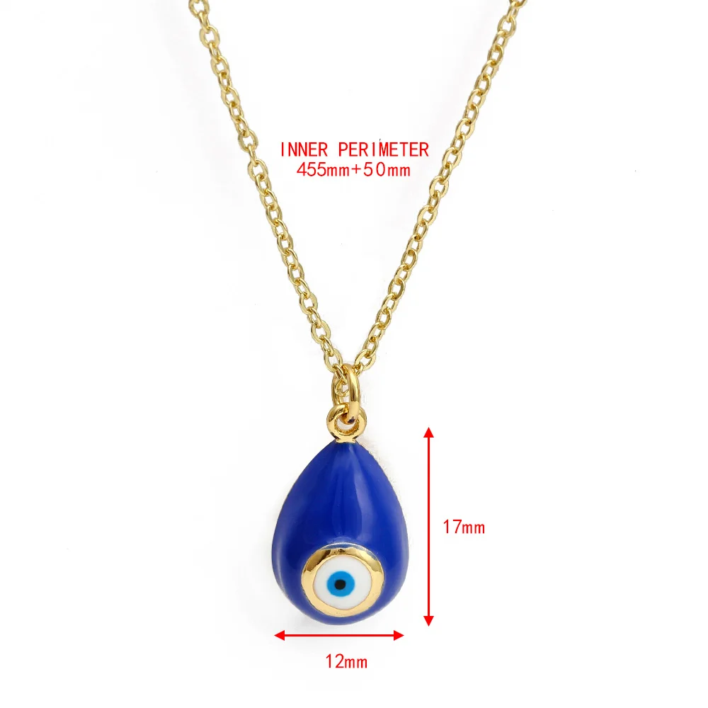 

Lucky Eye Water Drop Blue Turkish Evil Eye Pendant Necklace Copper Gold Color Long Chain Necklace for Women Girls Jewelry BE277