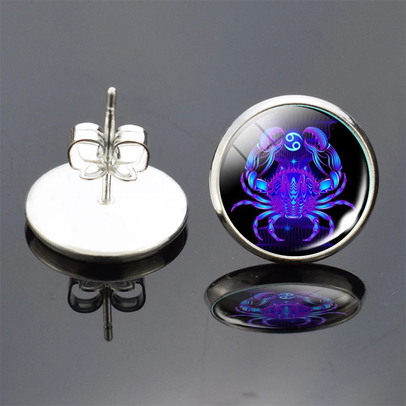 Женские серьги гвоздики со знаком зодиака 12 дюймов|Серьги-гвоздики| |