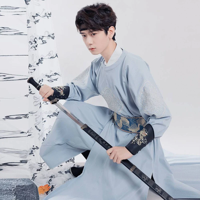 Модный мужской современный китайский традиционный унисекс костюм ханьфу