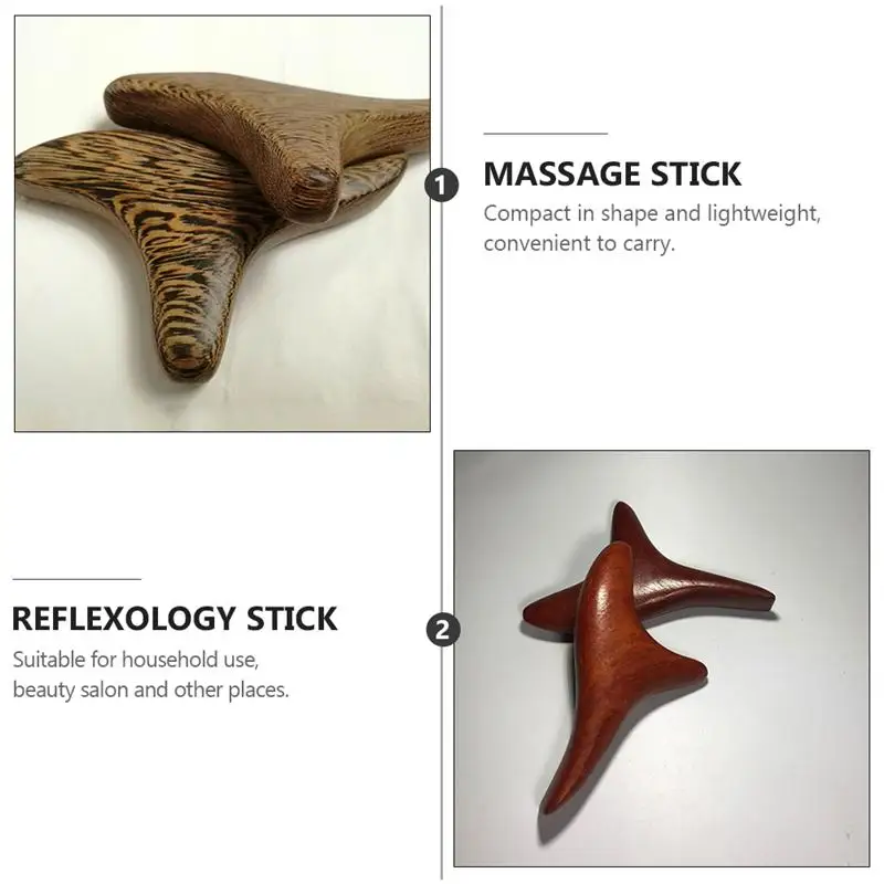 

2pcs Sytlish Practical Acupoint Care Sticks Wood Massage Sticks for Beauty Salon
