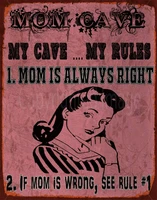 mom cave vintage retro looking tin sign poster wall plaque cave rules outdoor decor room decor