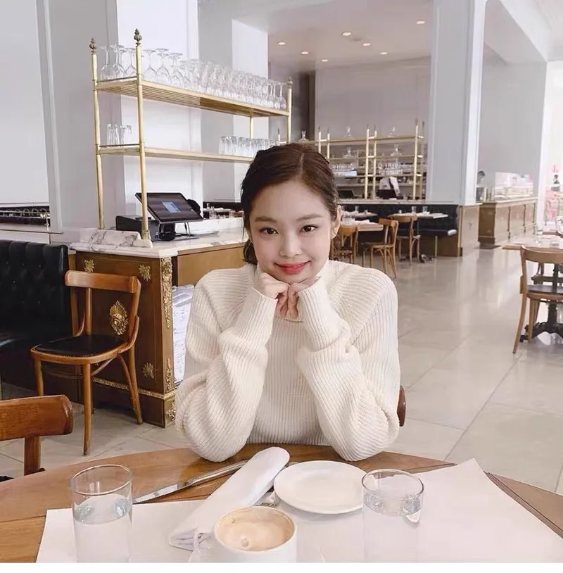 Дизайнерский свитер с высоким воротником Теплый Женский вязаный Топ однотонный