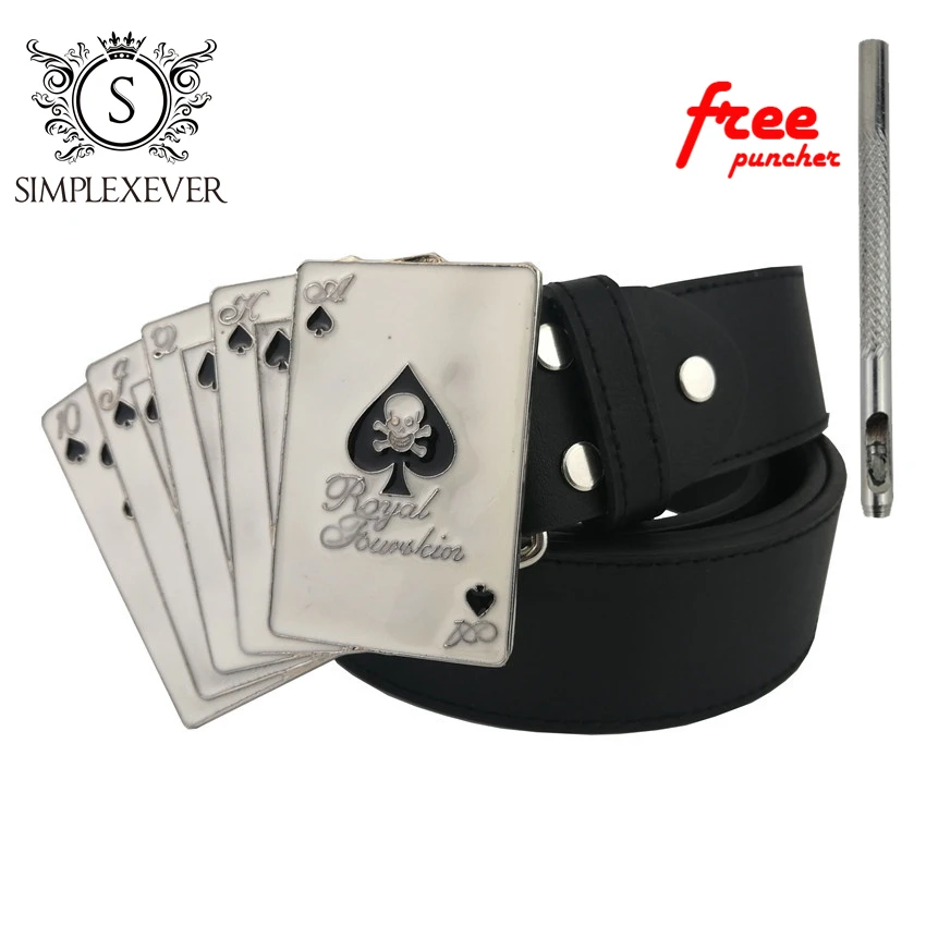 Ремень с пряжкой и подвеской в виде белой казино пряжка для ремня покер Прямая