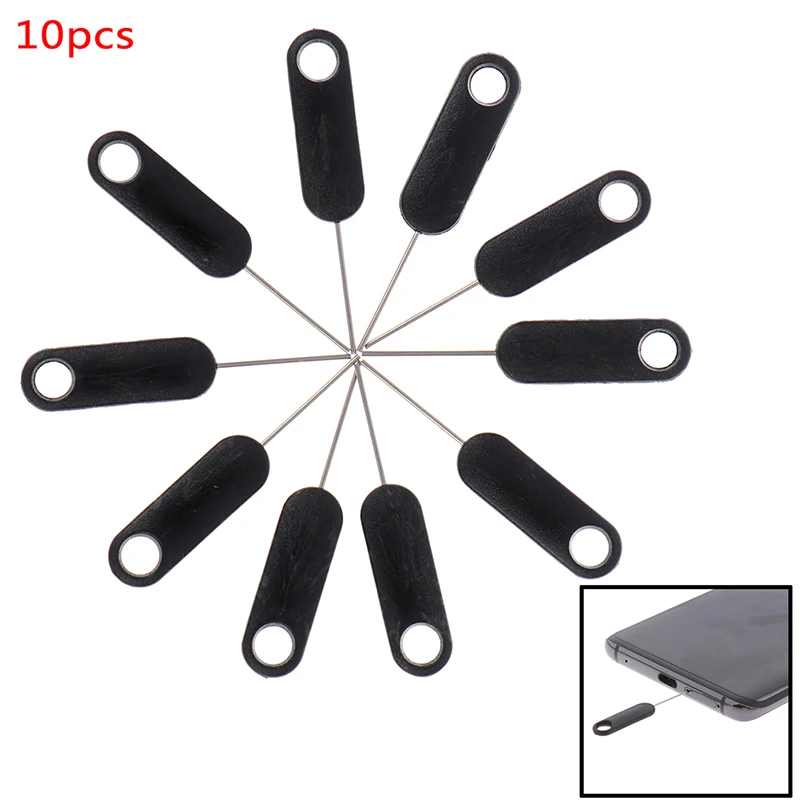 

10Pcs Sim Card Tray Removal Pin Eject Opener Tool for Smartphones Tablets Black Phone card access card pin universal