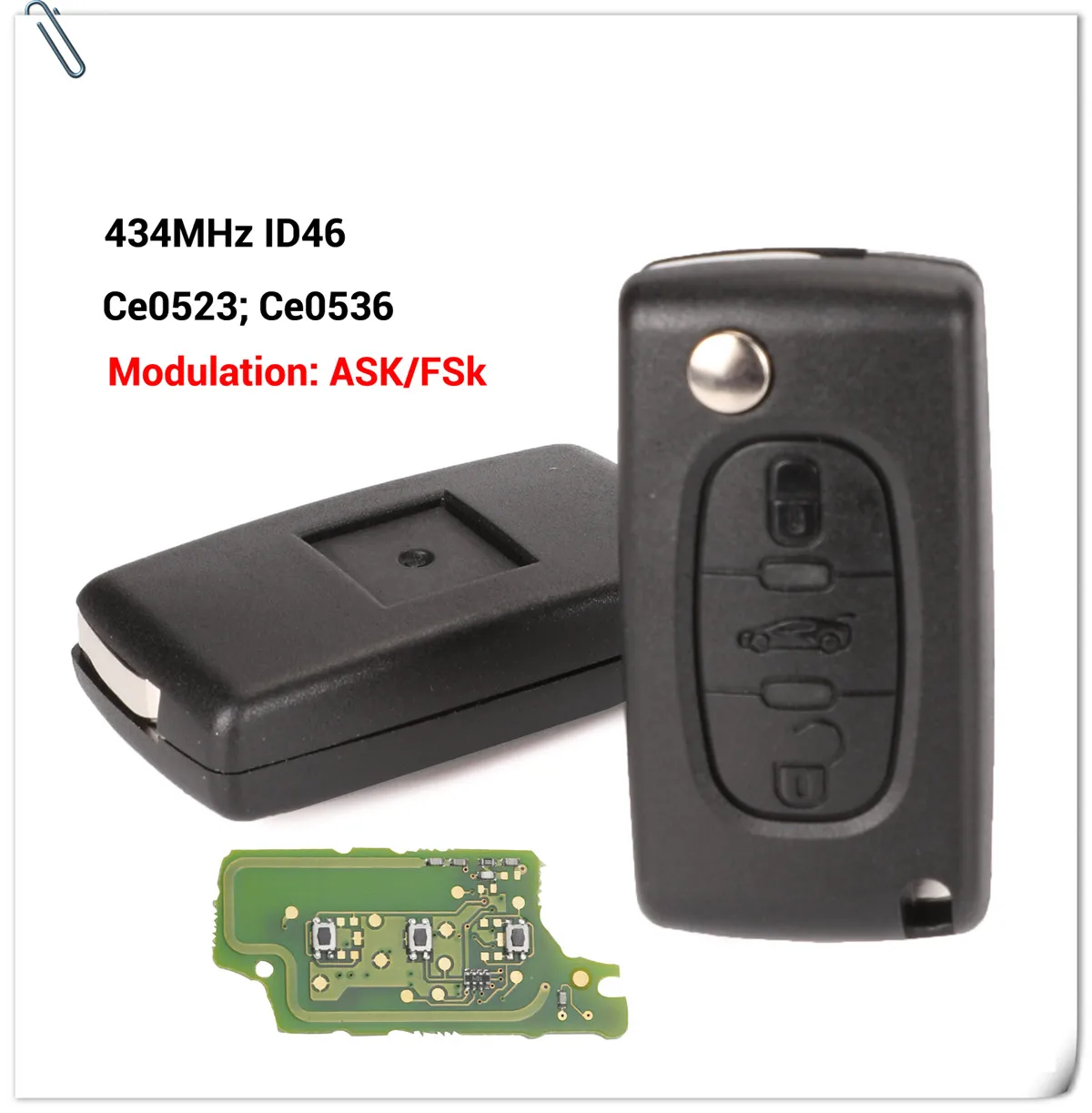 3 кнопки для Citroen C1 C2 C3 C4 C5 Berlingo; Picasso control Alarm(CE0536 523, ASK/FSK, HU83 VA2) дистанционный ключ