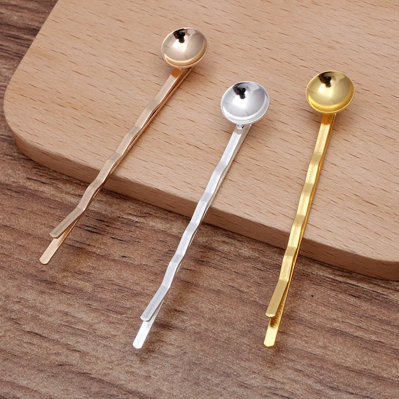 50 шт. зажим для волос шпильки 10 мм круглый кабошон Камея Базовые заготовки Для