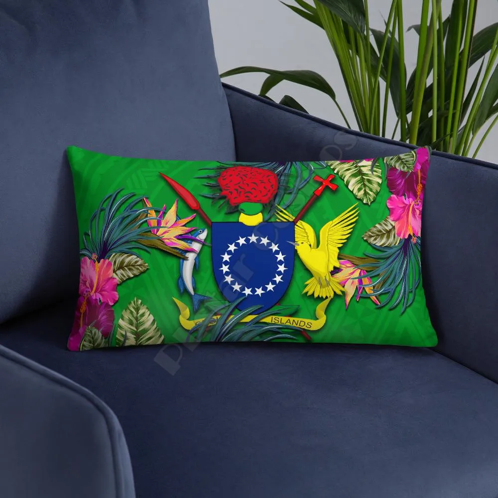 

Cook Islands Polynesian Pillow Hibiscus Coat of Arm Decorative Pillowcases Throw Pillow Cover Home Decoration