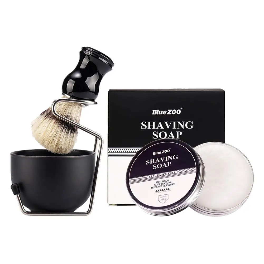 

Набор мужских кистей для бритья, 4 шт., полный набор для бритья, инструменты для ухода за бородой, чаша для мужских кистей для бритья, набор ки...