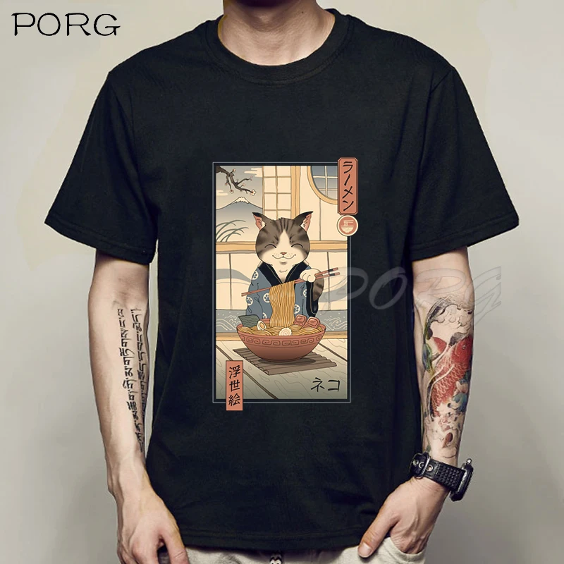 Men's Catana Cool Summer Loose Fit Cat Print Anime T-Shirt - Unisex Casual Short Sleeve Japanese Tee for Men and Women image 4