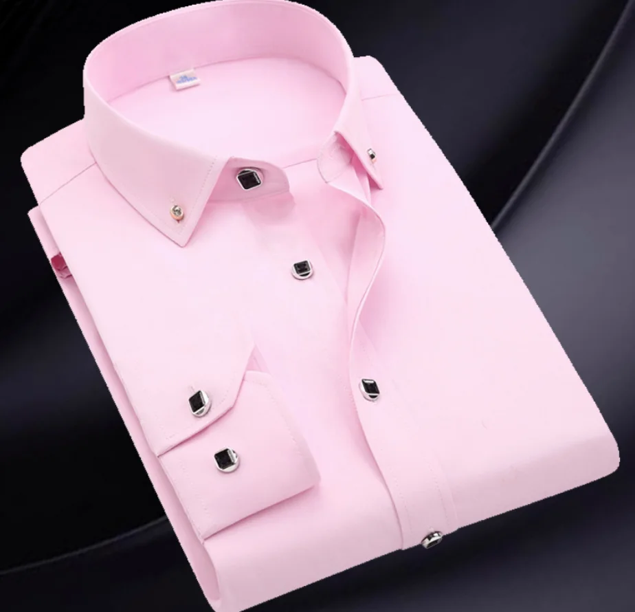 Оптовая продажа классическая белая синяя розовая Черная Мужская рубашка с