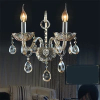 oufula indoor wall lamps crystal fixtures led european candle light classical for home bed room lamp