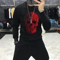 autumn and winter brand mens hoodie oversized classic design skull hot drill youth pullover tops