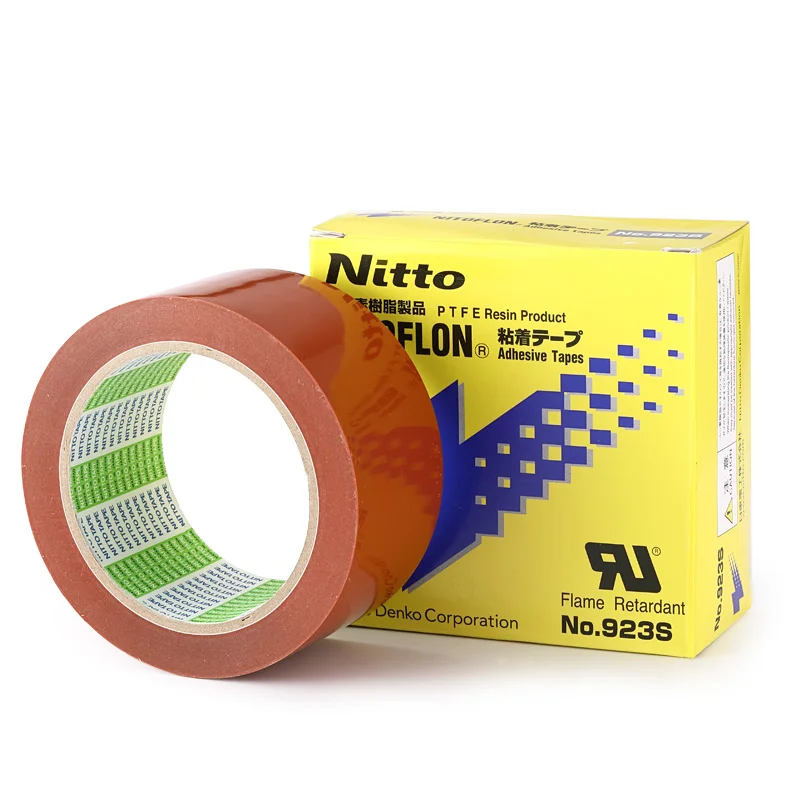 Оранжевая пленка NITTO 923S, 50 мм, пленка Nitoflon пленка для сопротивления теплу 50 мм, оранжевая пленка NITTO 923S, клейкая пленка Nitoflon, термостойкая