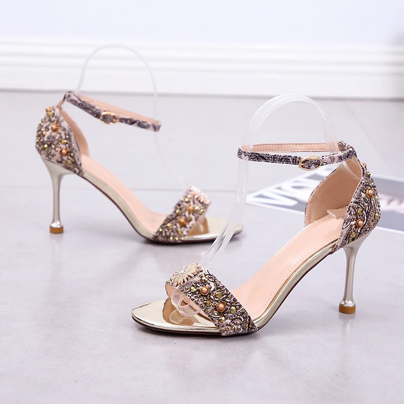 2019 г. новые женские летние сандалии в стиле дикого цвета вечерние туфли на