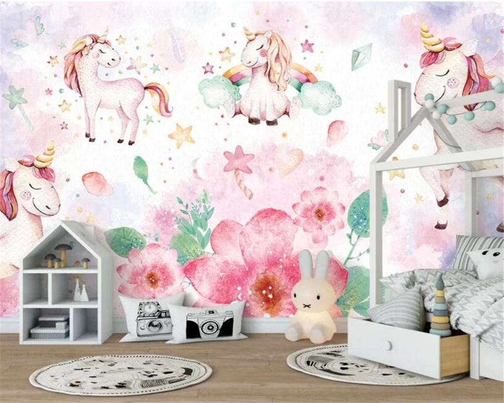 

Beibehang Custom High-qualitt tapete nordic flamingo einhorn kinder zimmer dekoration wand papel de parede 3d tapete wandbild