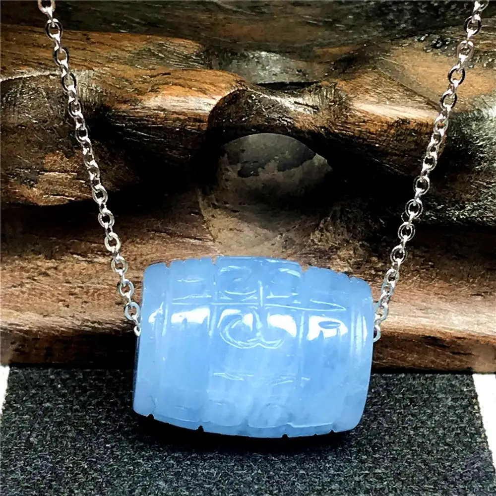 

Кулон ожерелье Топ натуральный Берил синий морганит ювелирные изделия для женщин леди мужчина кристалл 18x14 мм бусины камень 925 серебряные цепи AAAAA