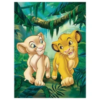 full squareround diamond painting children cartoon comic lion king small lion forest king 5d diamond embroidered cross stitch