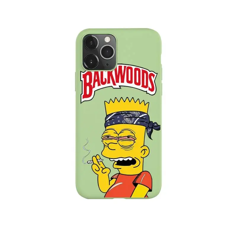 

Simpson smoking backwoods Phone Case for iPhone 11 Pro Max X XR XS 8 7 6s Plus Candy green Silicone Cases
