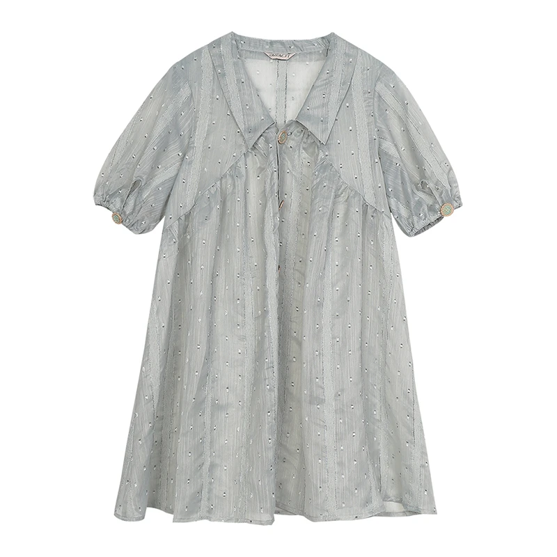 Летнее женское свободное платье милое до колен из органзы абрикосового и