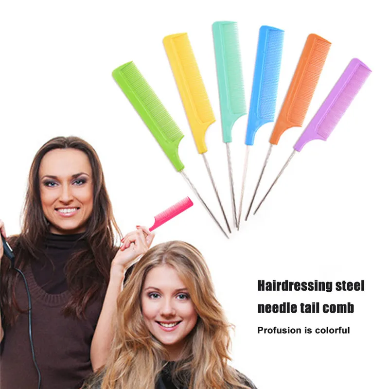 Модная черная Расческа с тонкими зубьями металлическая шпилька Антистатическая