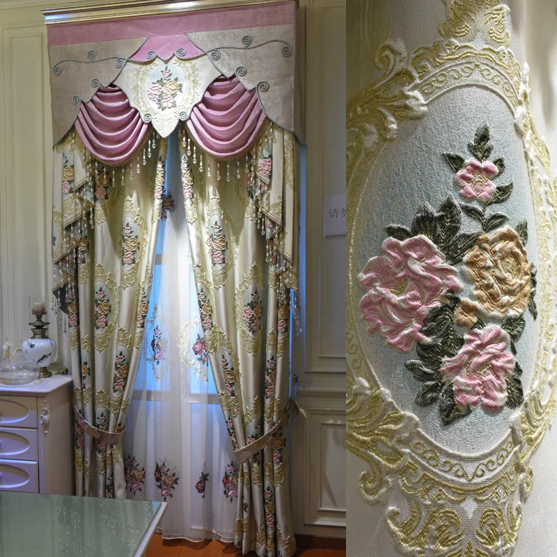 Европейская роскошная романтическая рельефная штора занавес вилла для гостиной