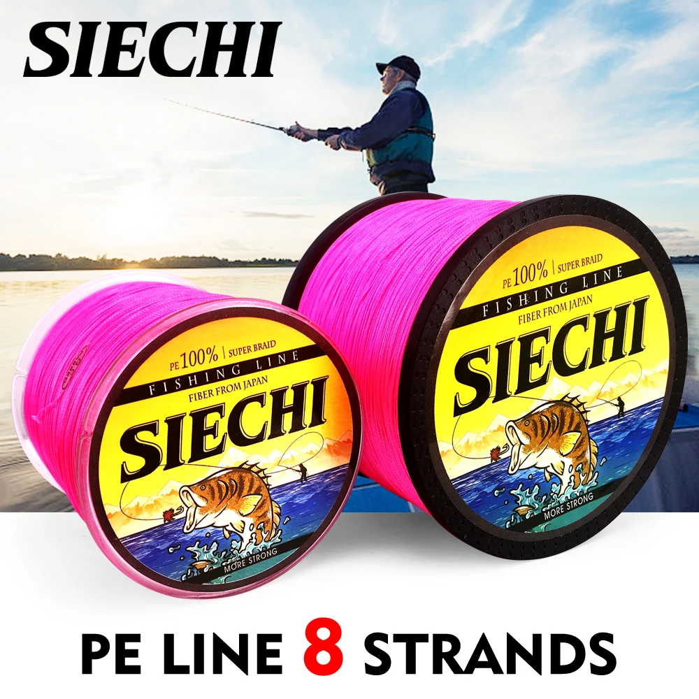 SIECHI 8 нитей 300 м 500 1000 ПЭ розовая плетеная рыболовная леска морская ловля карпа