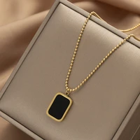 xiyanike 316l stainless steel black square necklaces trendy simple necklaces accessories 2021 new female fashion jewelry collier