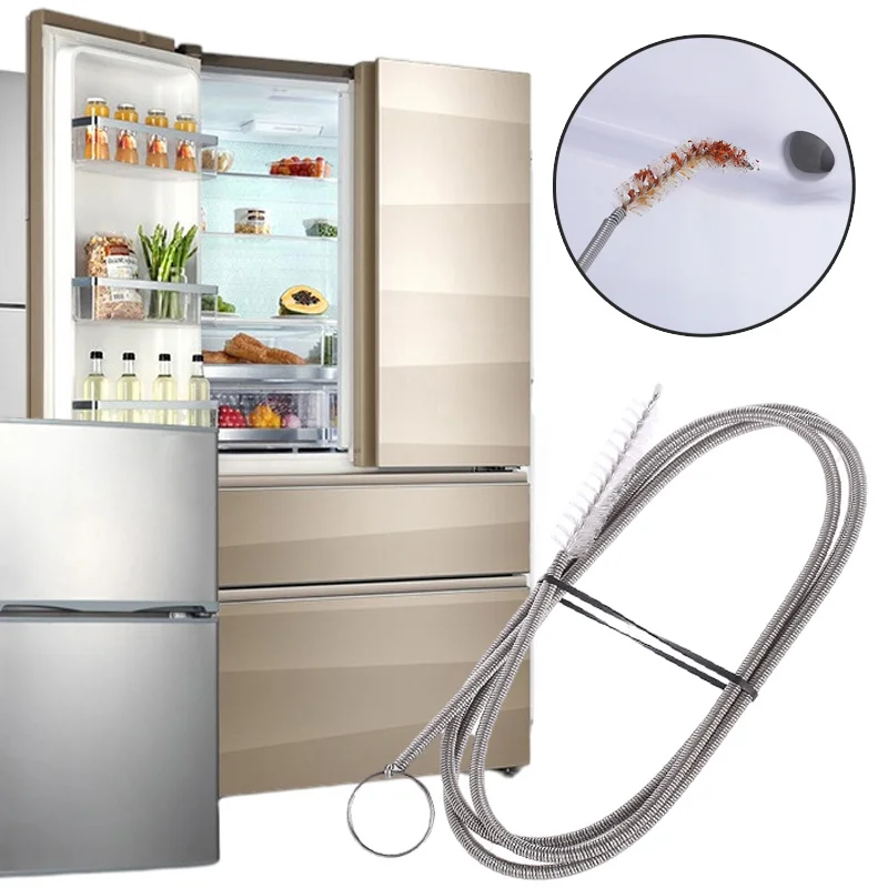 

150cm Long Handle Refrigerator Hole Cleaning Brush Fridge Drain Dredge Straw Brush Flexible Soft Household Fridge Dredge Tools