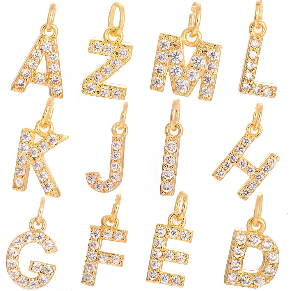 

Charm Charms for Jewelry Making Supplies 26 Letter Accessories Finding Diy Bracelet Necklace Earring Charms Copper Mosaic CZ
