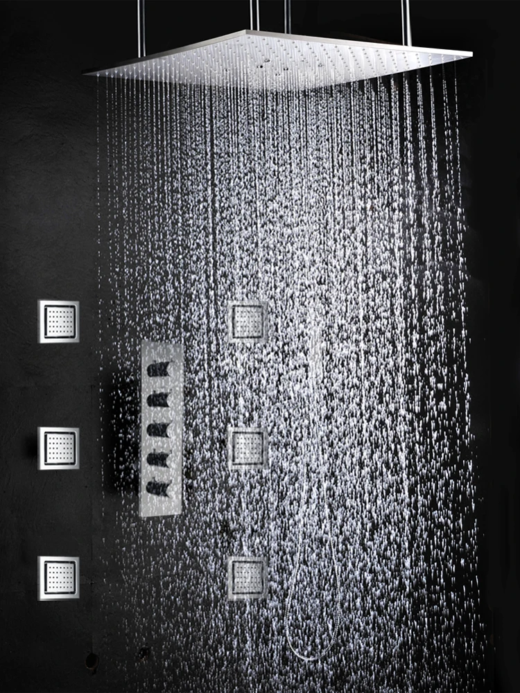 DULABRAHE Thermostatic Bathroom Shower Faucet Set Concealed Mixer System Bath 20 Inch Ceiling Rain Head | Обустройство дома