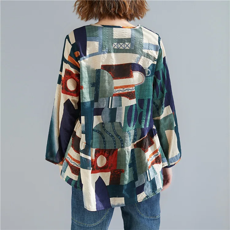 Повседневные винтажные Женские топы с круглым вырезом и цветочным принтом, Новинка осени, Свободные корейские женские футболки всех размеров
