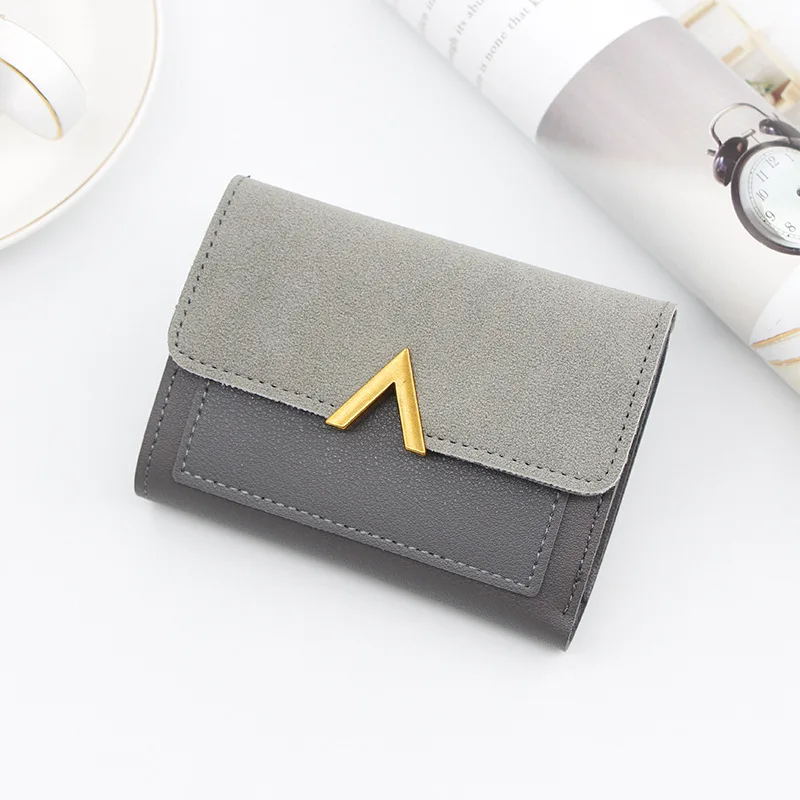 gray Винтажный Модный женский кожаный кошелек, элегантные женские короткие кошельки, кредитный держатель для карт, женская сумка для монет, мини кошелек SS7531 - Цвет: gray