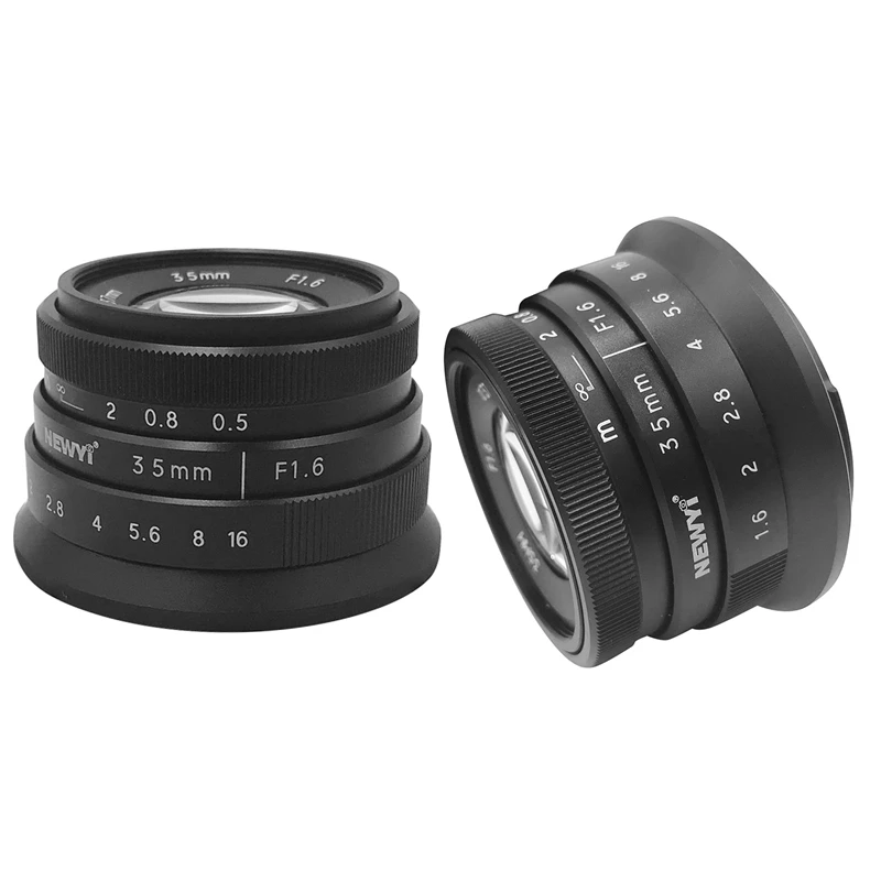 

Объектив NEWYI 35 мм F/1,6 ручной фокус MF Prime для Canon EOS M, M2, M3, M5, M6, M10, M100 черный и для Sony