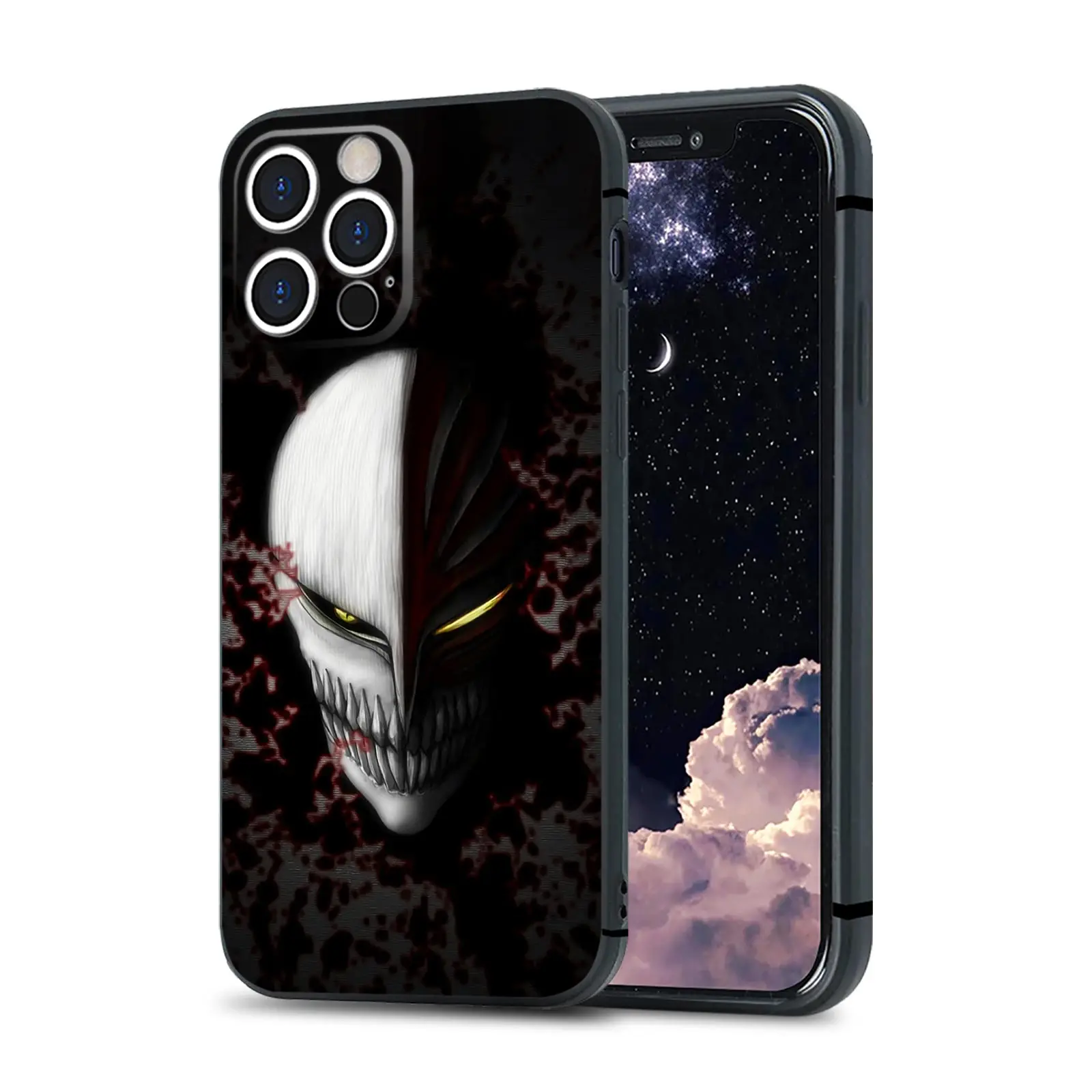 

Чехол для телефона отбеливающий полый с аниме-маской Ichigo для iPhone 13 12 11 Mini Pro XS Max 6s SE X XR 7 8 Plus, Мягкий стеклянный чехол