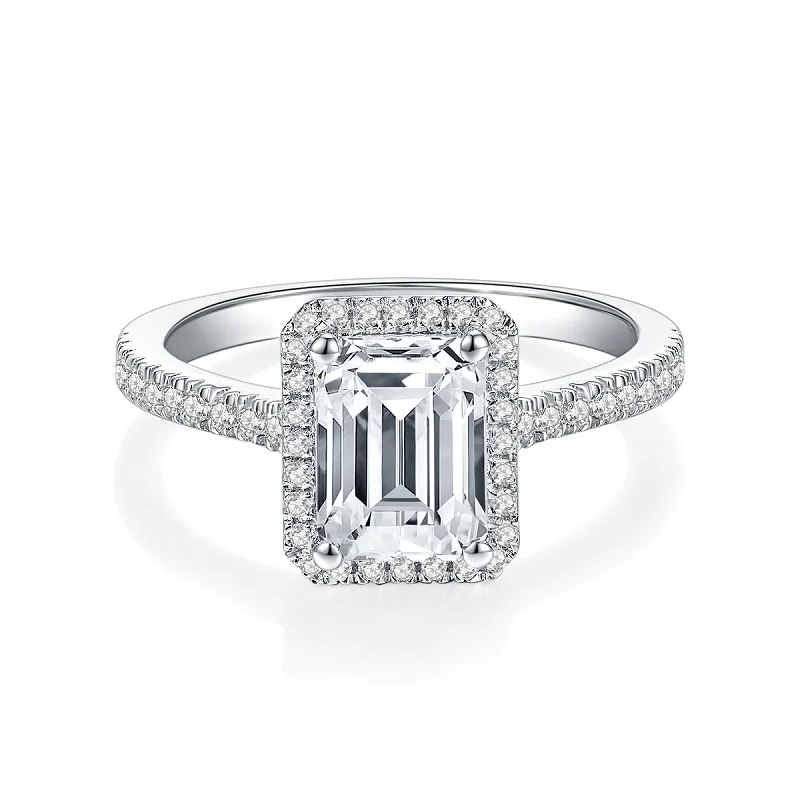 

Luxury 2.0 Carat Princess Cut Moissanite Engagement Ring 925 Sterling Silver Halo Diamond Wedding Promise Band For Women Jewelry