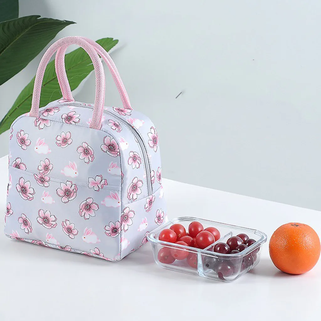 Сумка для еды bolsa termica, модная сумка для обеда, портативная, водонепроницаемая, толщина, для пикника, школы, офиса, с цветочным принтом, d90814