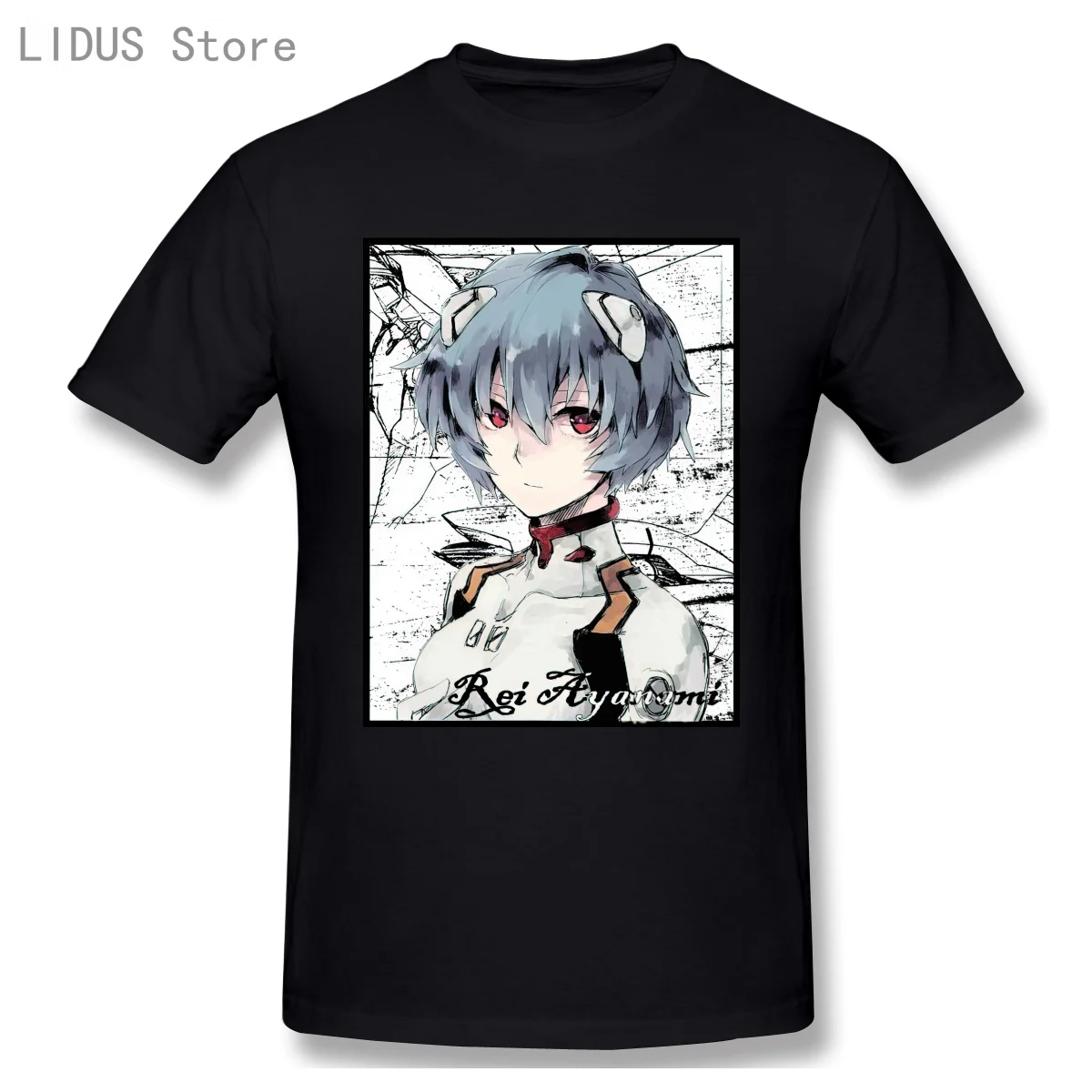 

2021 Fashion Graphic T-shirt Cartoon Anime Evangelion Rei Ayanami Short Sleeve Casual Men O-neck 100% Cotton T shirt Top