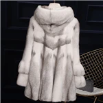 inverno полностью из норки меховое пальто из норки Круз Мода simples com capuz de pele de vison da pele das Mulheres de longo