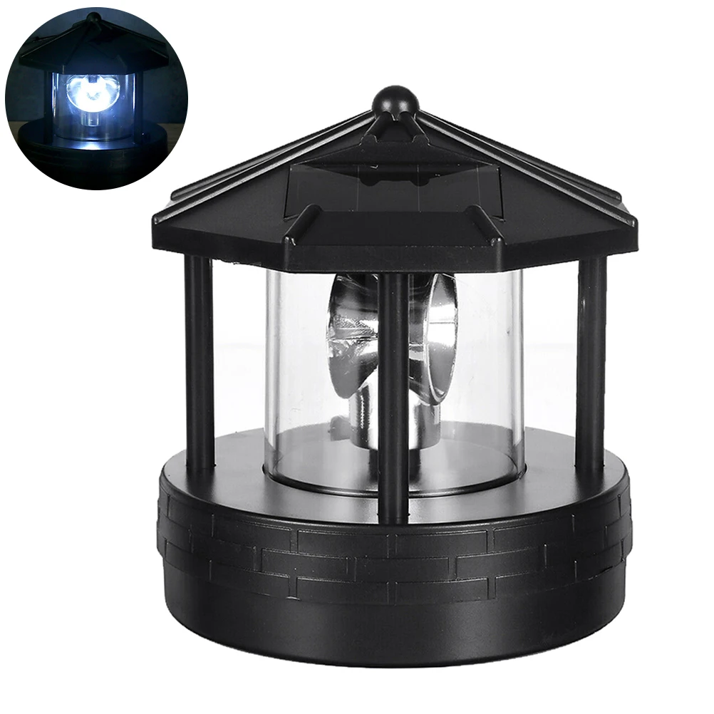 

Solar Powered Lighthouse Rotating Outdoor Waterproof LED Solar Light Beacon Tower Decorative Lamp for Garden Lawn Patio