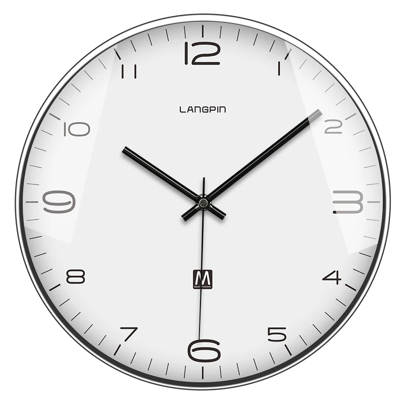 Часы кварцевые бесшумные металлические белые для гостиной спальни офиса FZ118