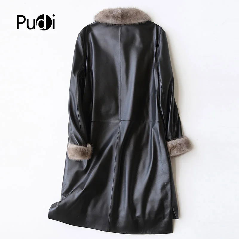 PUDI A27953 Натуральная овечья кожа, пальто, куртка, пальто, Женское зимнее теплое Норковое меховое пальто, натуральная кожа внутри, зимнее пальто